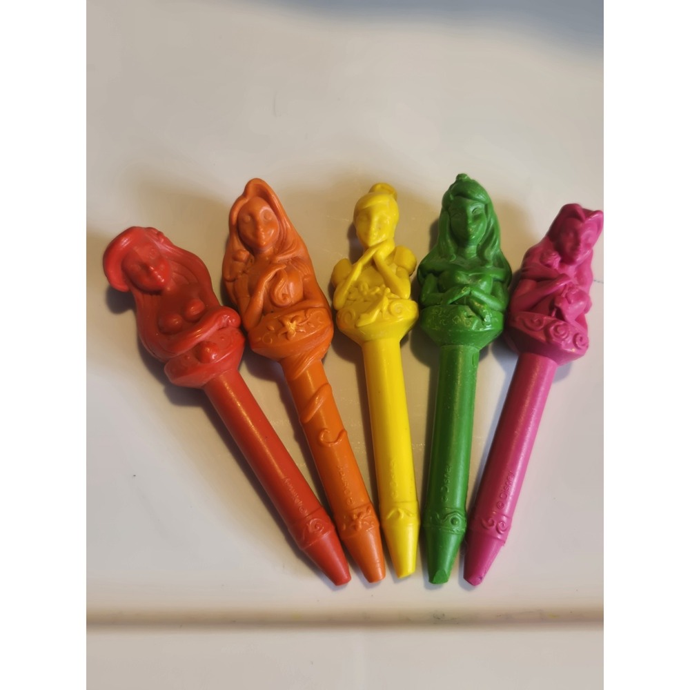 Disney Princess Lot Of 5 Molded Crayons Vintage Little Mermaid Cinderella Colors